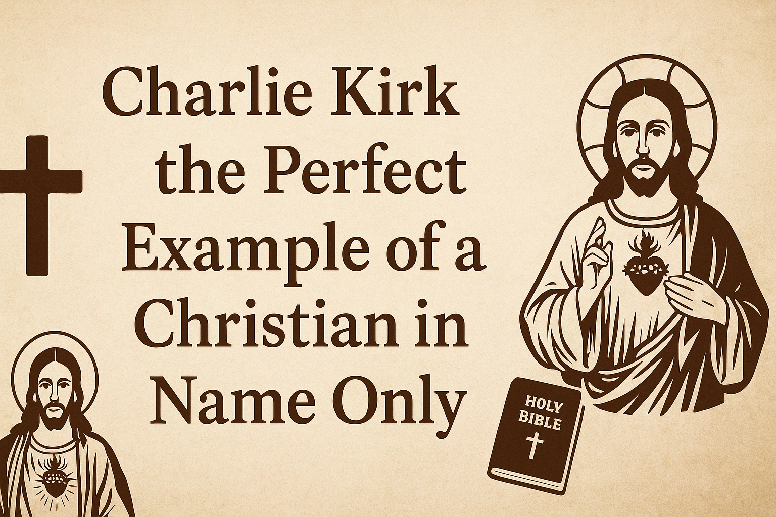 Religious imagery with critical text.